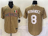 Men's Mexico #8 Enrique Hernandez Tan 2023 World Baseball Classic Stitched Jersey,baseball caps,new era cap wholesale,wholesale hats